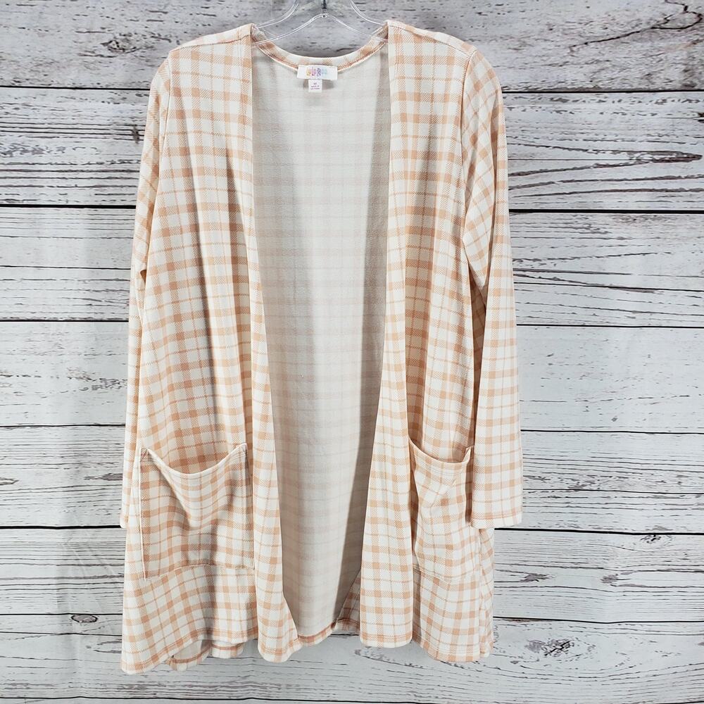 Lularoe Peach Orange Open Front  Long Sleeve Cardigan Size Medium